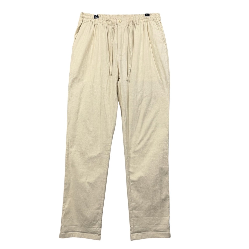 SAILWIND Linen Blend Pants Mens 34 Beige Drawstring Beach Casual Resortwear